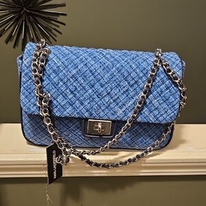 Karl Lagerfeld Blue Quilted Chain Shoulder Bag